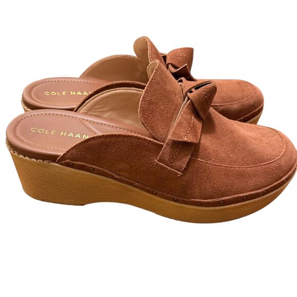 Cole Haan Women Cloudfeel All Day Bow Mule Clogs Sz 9 B Brown Rust Suede NWOB - Picture 3 of 11